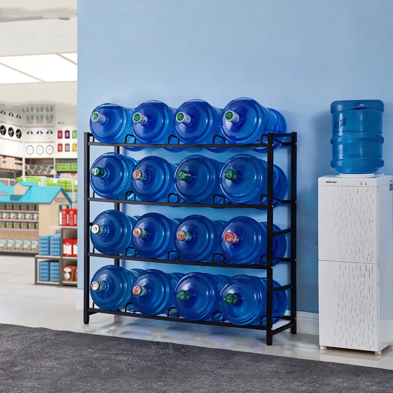 16-tray Water Jug Rack Storage 5 Gallon Mineral Bottle Holder Standing 4 Tier Heavy Duty Carbon Steel Organizer for Home Office