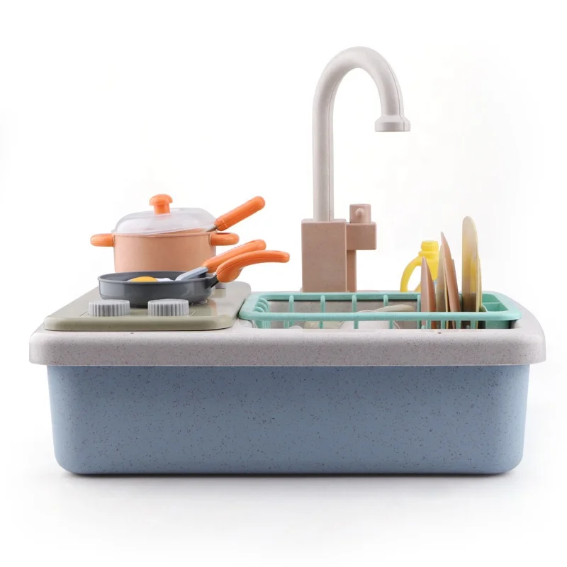 Set Of 21pcs Children Bioplastic Electric Dishwasher Playing Toy With