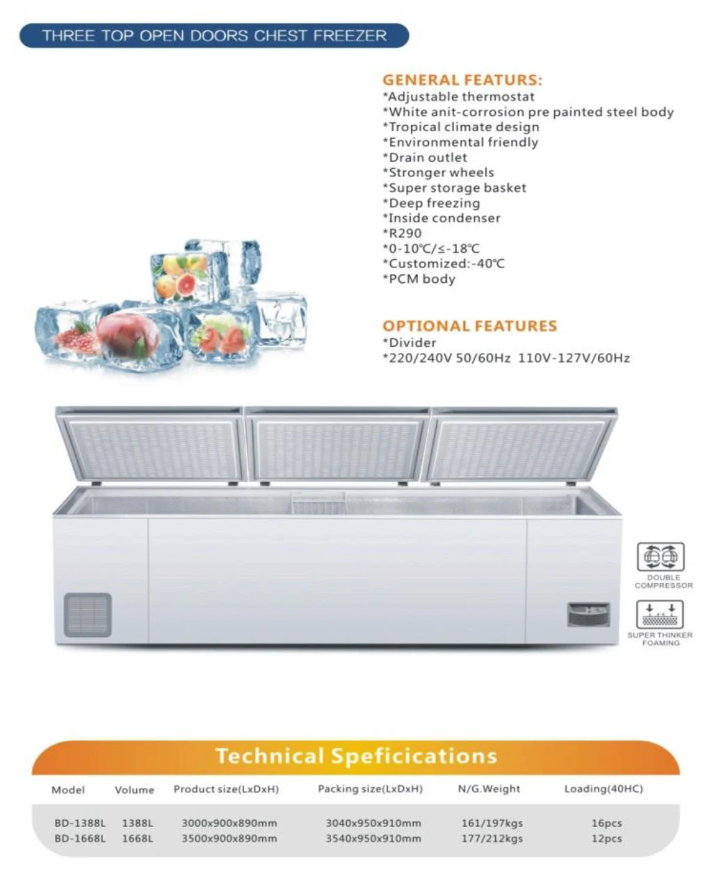 Commercial Portable Tabletop Chest Ice Frost Free Display Chest