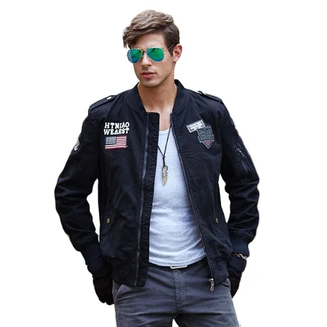 

Men's military uniform tooling trend European and American style baseball air force flight jacket, Multi colors