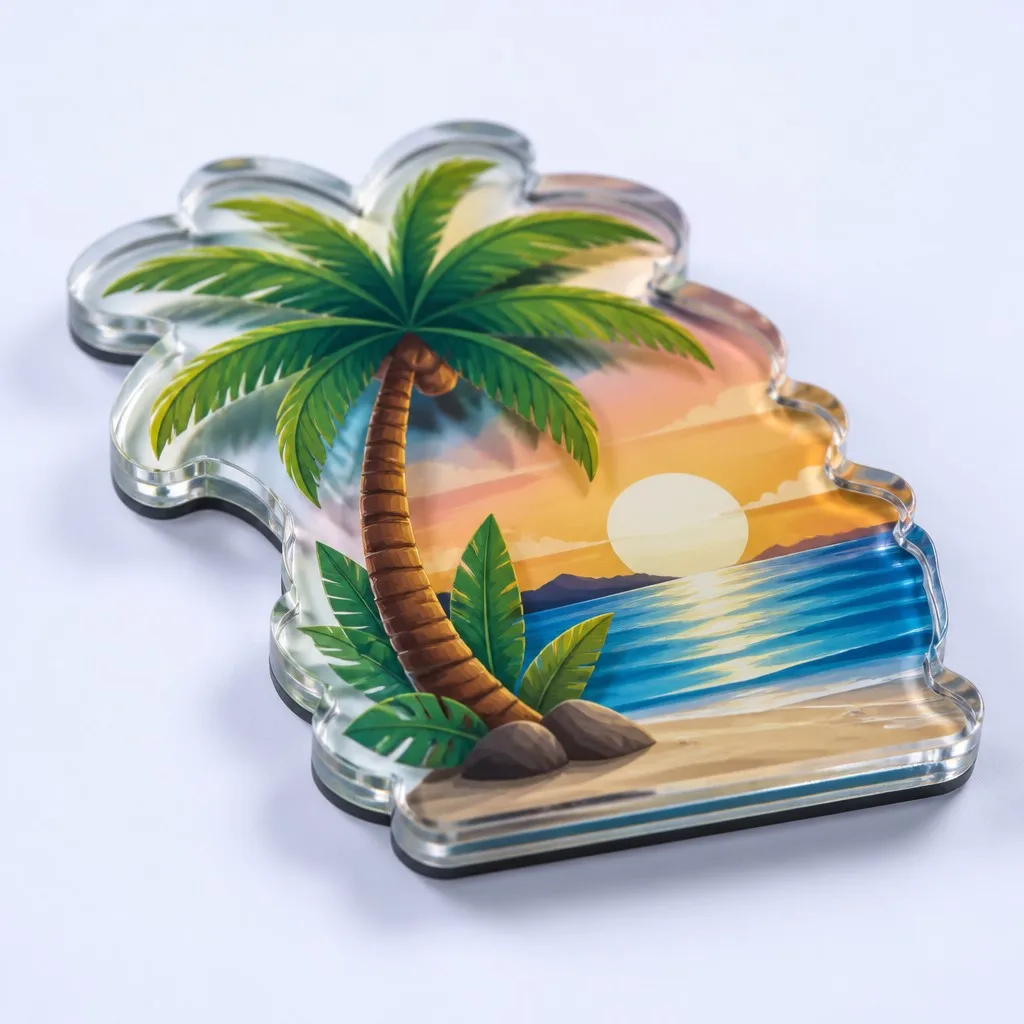 Tropical Coast Contour Cut Acrylic Fridge Magnet