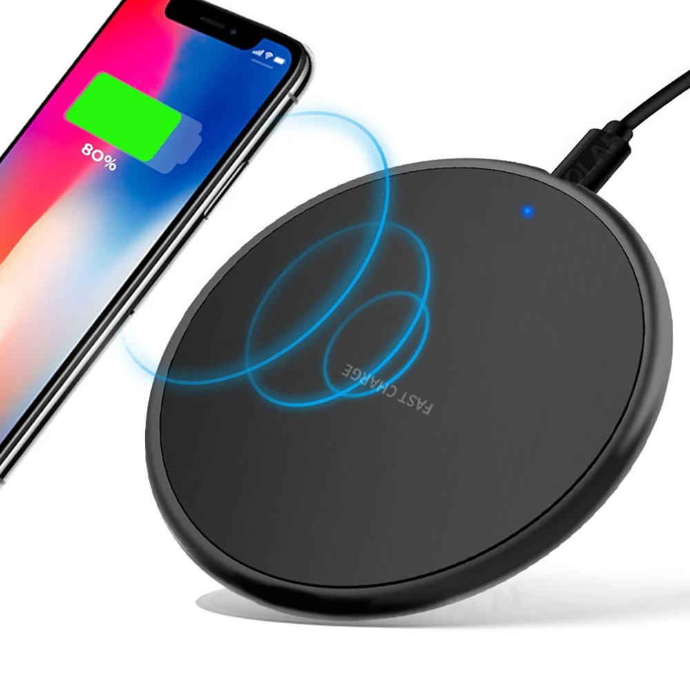 

10 Watt Fast Charge Qi Wireless Charger Portable Charger for iphone samsung, Black / white/blue/red