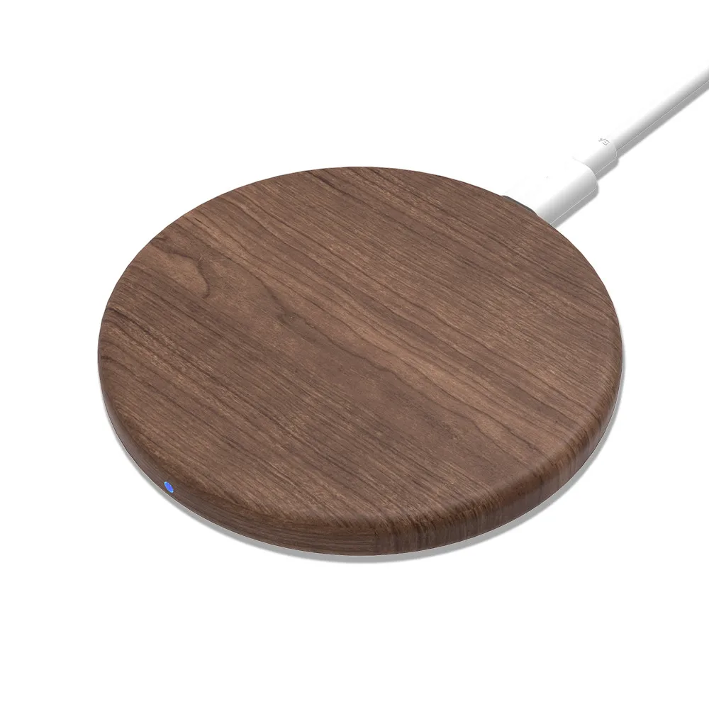 

fast charging pad qi wooden wireless charger for android phones, Brown