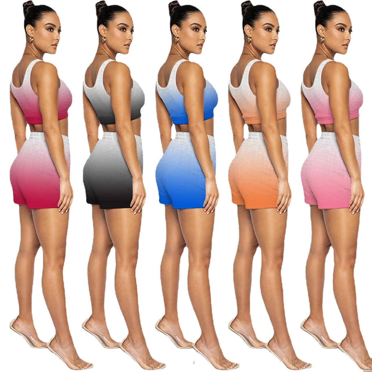 

2021 High quality 2-piece set summer pant and top set high waisted yoga tights