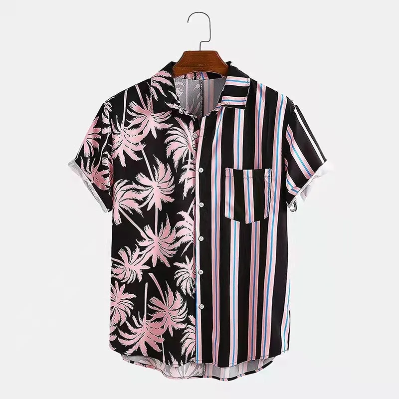 

New European and American casual men's shirt printed short-sleeved men's shirt