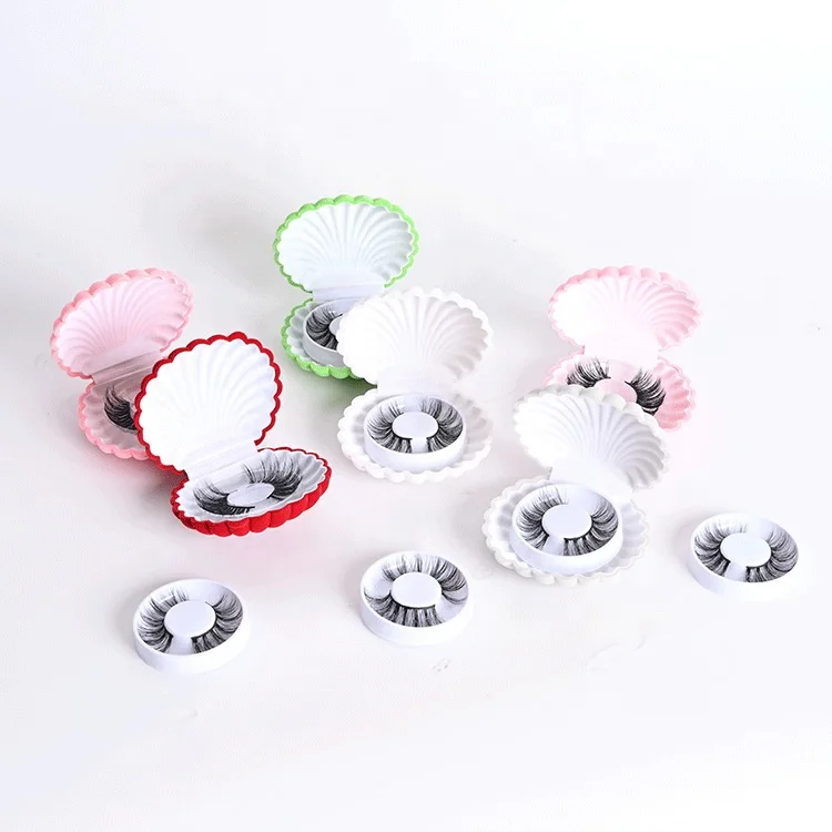 

BEAU FLY New Design Seashell Shape False Eyelash Storage Case Fancy Design Fake Lash Box, Red, white, pink, green