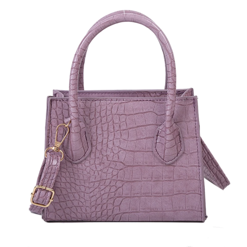 

2020 New Crocodile Pattern Ladies Shoulder Tote Solid Color PU Leather Small Handbags for Women