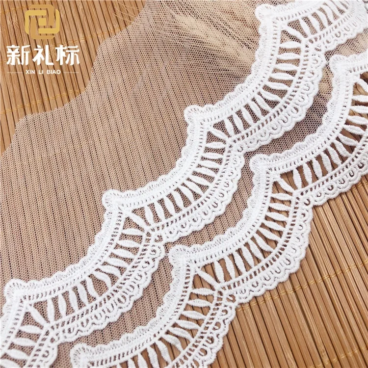 

2020 New Design Fancy Lace Trim Cotton Mesh Embroidery lace Fabric, Accept customized color