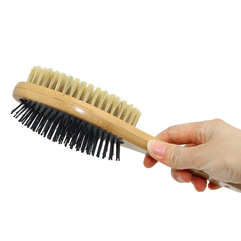 

hot sale bamboo pet bath grooming brush for dog, Picture shows