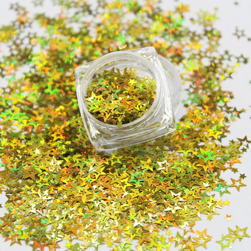 

New Laser Hollow Star Sequin Nail Art DIY Jewelry Hollow 3D Decoration Nail Supplies, Laser gold/ silver/ red/ blue/ black/ green/ purple/ pink/ yellow