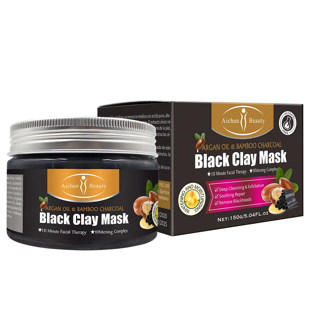 

Face Mask Beauty Black Clay Mask Argan Oil Bamboo Charcoal Deep Cleaning Mud Mask