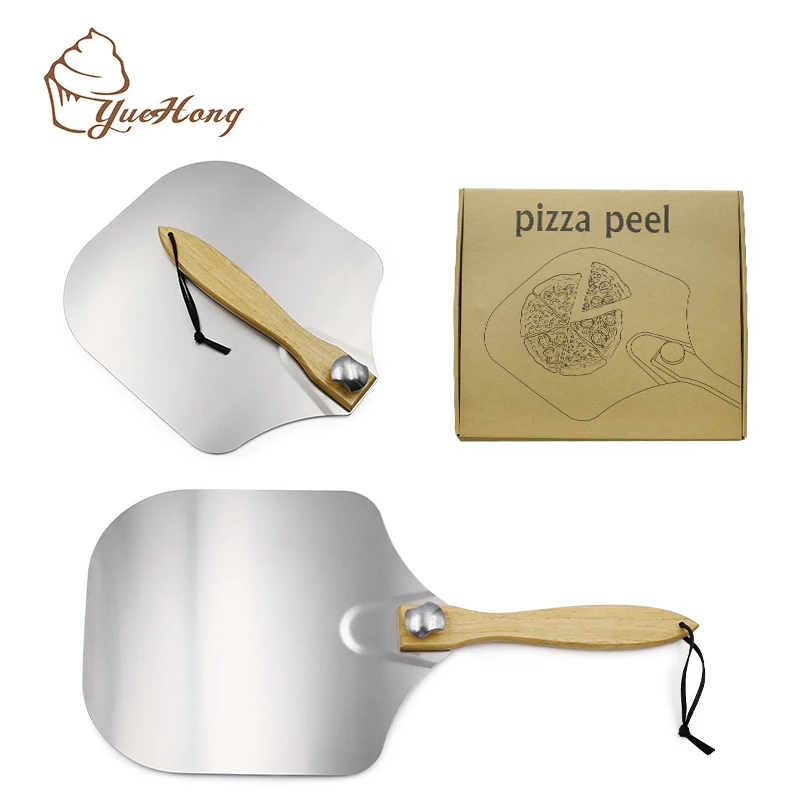 

Aluminum Pizza Peel 12 inch x 14 inch with Foldable Wooden Handle, Pizza Paddle, Original color