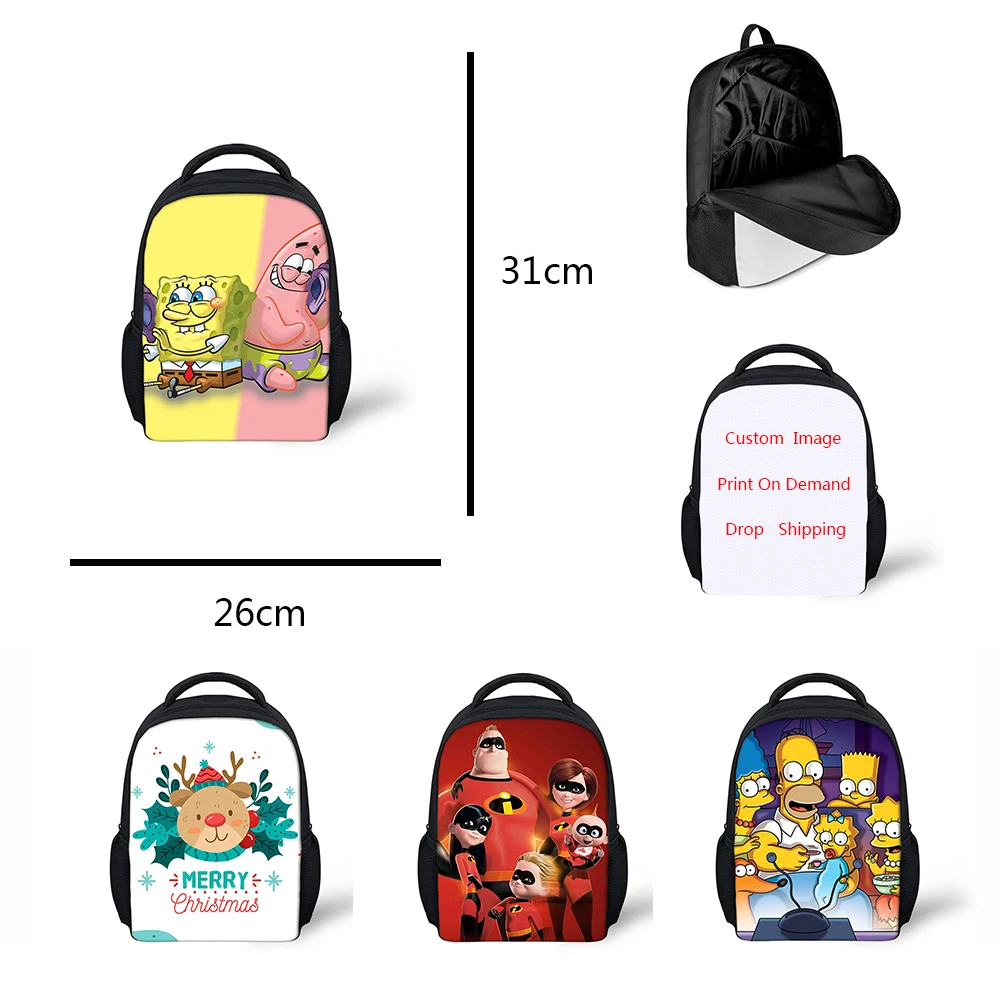 

High quality fashion custom design print on demand DIY picture image Sublimation 1MOQ 12inch kids children backpack school bag