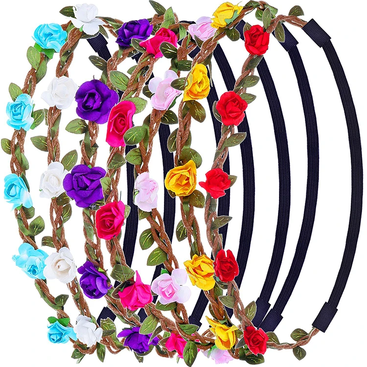 

Multi color Rose Flower Headband Hair Bands for Girls kids women beach style Hair Accessories