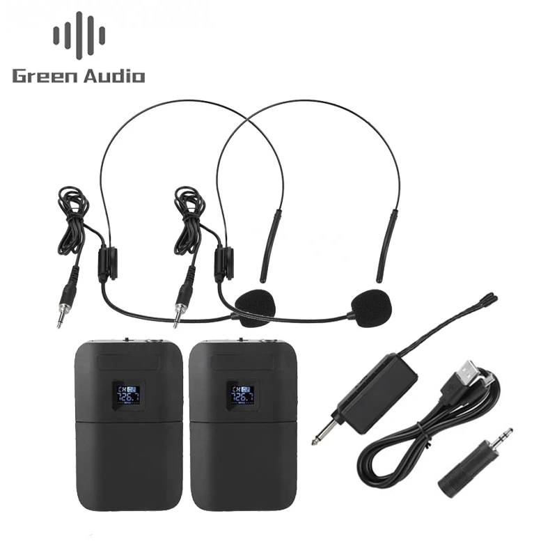 

GAM-E8 Two channels Portable Wireless UHF Mic Head-mounted Microphone with Receiver Transmitter Portable microfone, Black