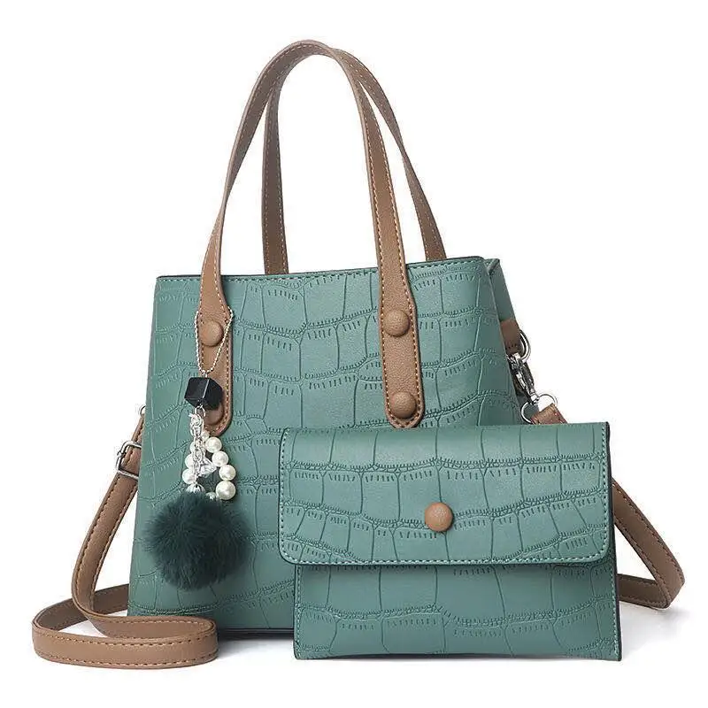 

The New Embossed Stone Texture Two-piece High Quality Temperament Female Bag Large-capacity Bag, As picture