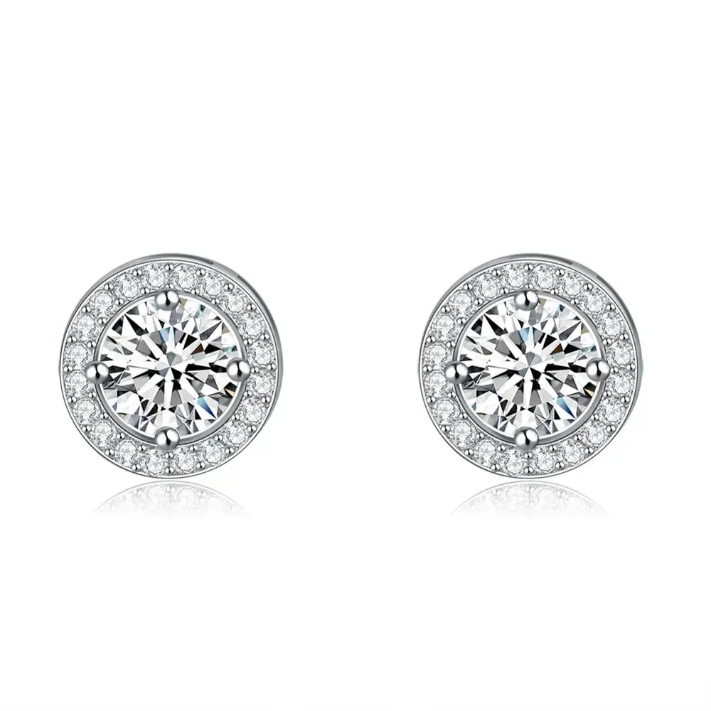 

RINNTIN OE104 Rhodium Plated Or Rose Gold Plated Round CZ Stud Earring for Womens