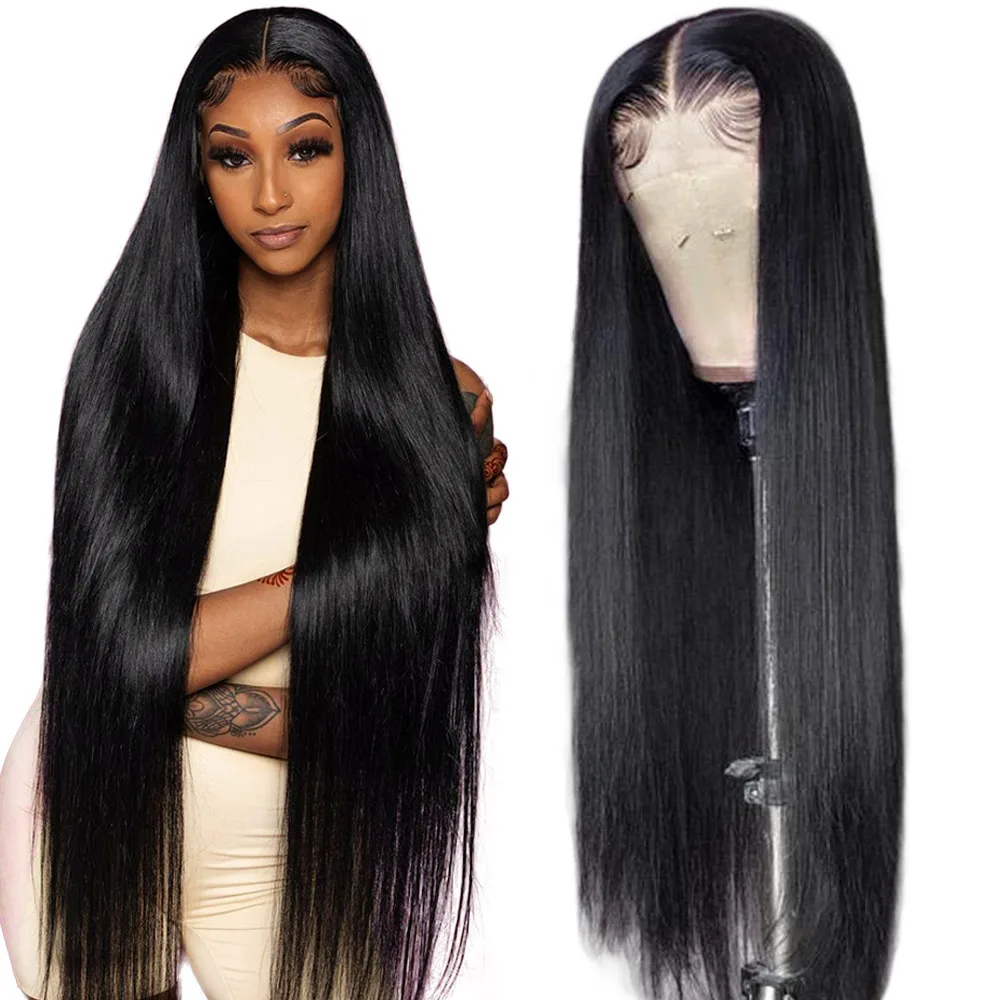 

Wholesale Cuticles Aligned brazilian human hair wigs for black women,250 density bleached knots 40 inch full lace human hair wig
