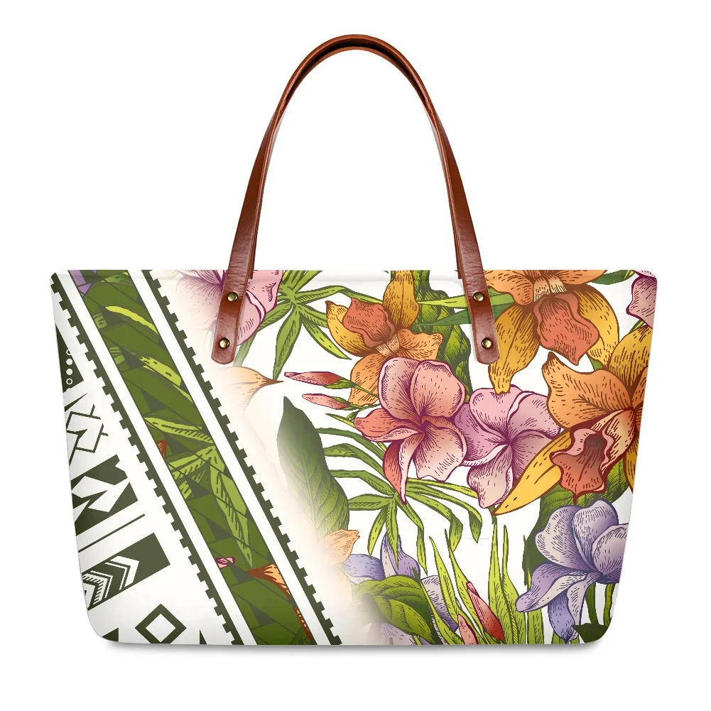 

Oem Trending 2022 Handbags luxury Multi Colorful Polynesian Floral Print Casual Shoulder Bag 2021 Bags Handbags For Ladies
