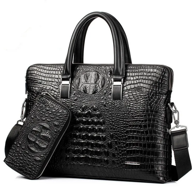 

Alligator Pattern Briefcase Bag Handbag Laptop Shoulder Bag with Wallet, All colors in color available