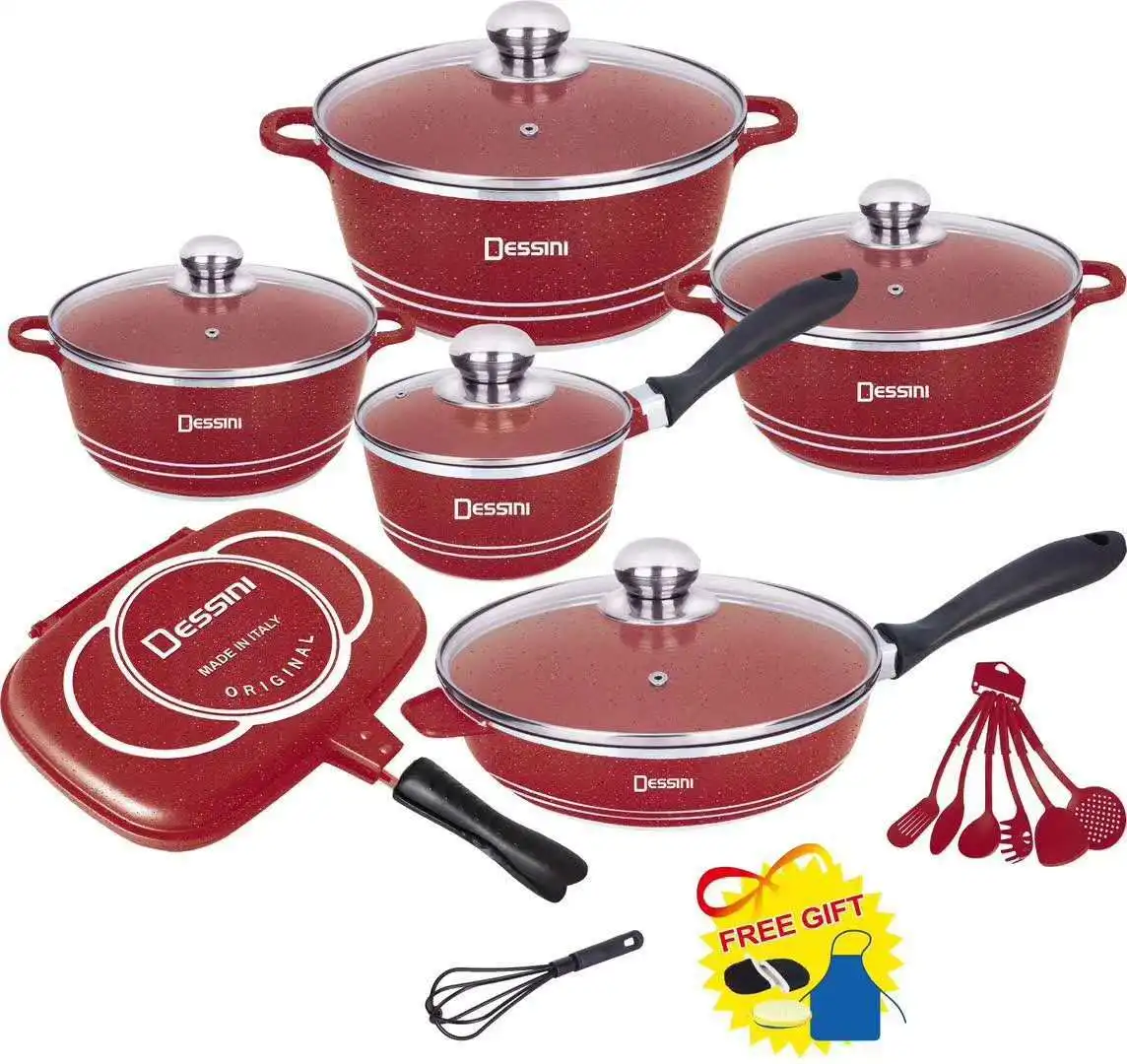 

Best Sale Kitchen Cookare Food Hot Pot Sets Pans Sets Cookware 304 Stainless Steel OEM Packing Double Cooking Handle Feature, Blue