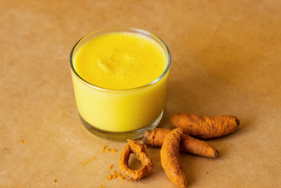 Turmeric latte served in ceramic mug with steam rising