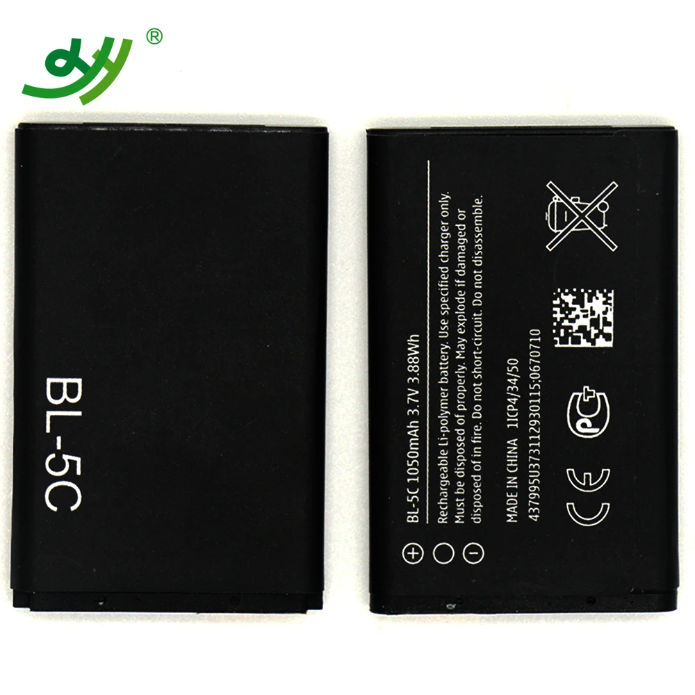 

Original Battery 1020mAh Cell Phone Battery 3.7V BL-5C for NOKIA BL 5C 1200 1208 1600 1650 105 106 E60 N70 N9 battery