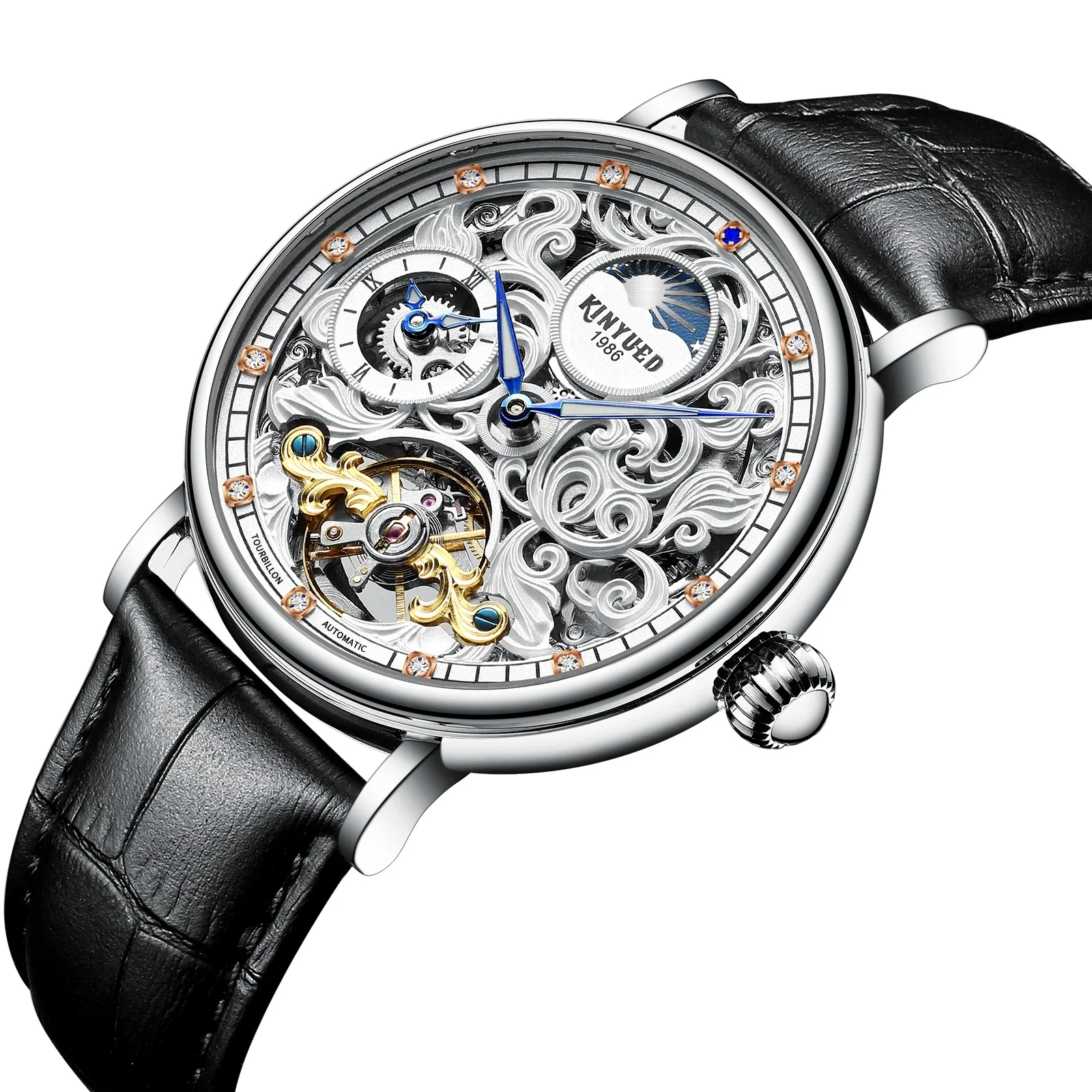 

KINYUED brand manufacturer factory fashion trend men's mechanical watch manufacturer Stainless steel mechanical movement watch