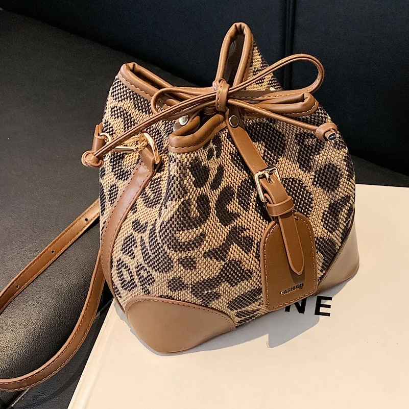 

2021 New Fashion Bolsas Leopard Print Bucket Bag Designer Ladies Hand Bags and Purse Luxury Handbags for Women