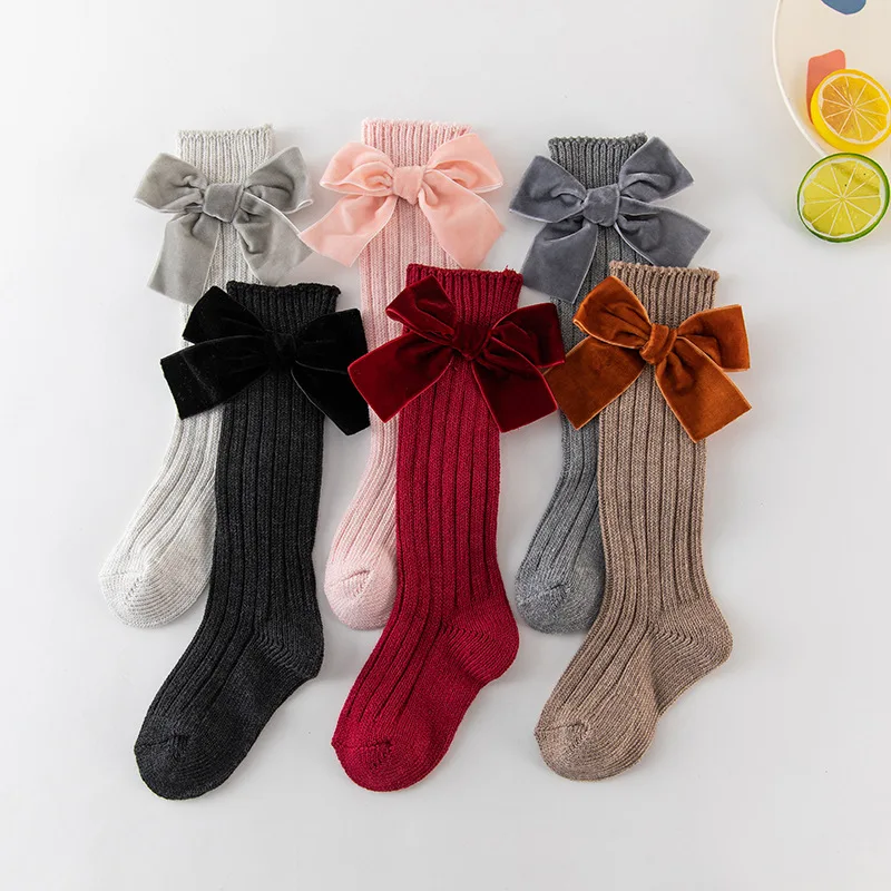 

Kids Toddler Baby Girls Solid Anti-Slip Knitted Middle Knee Socks