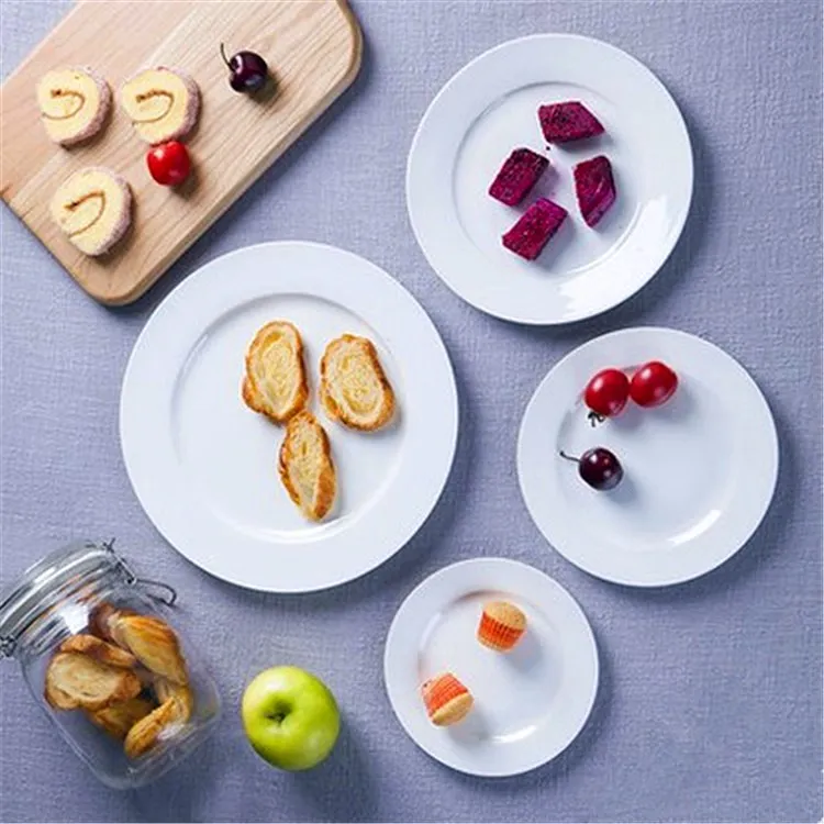 

Hot selling item hotel restaurant use white round ceramic dinner flat plate