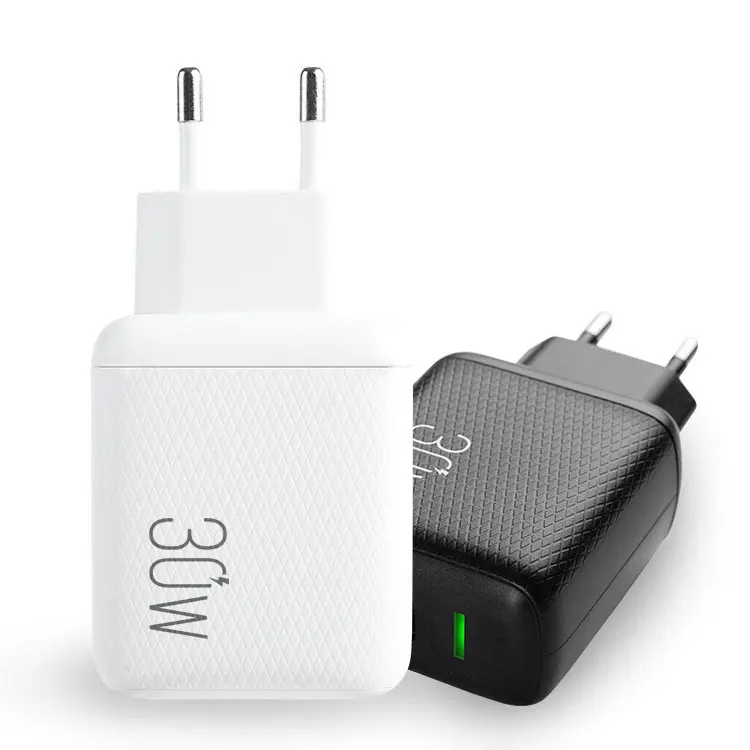 

High quality EU US 30W type c port wall charger fast charging PD charger for phone, White/black