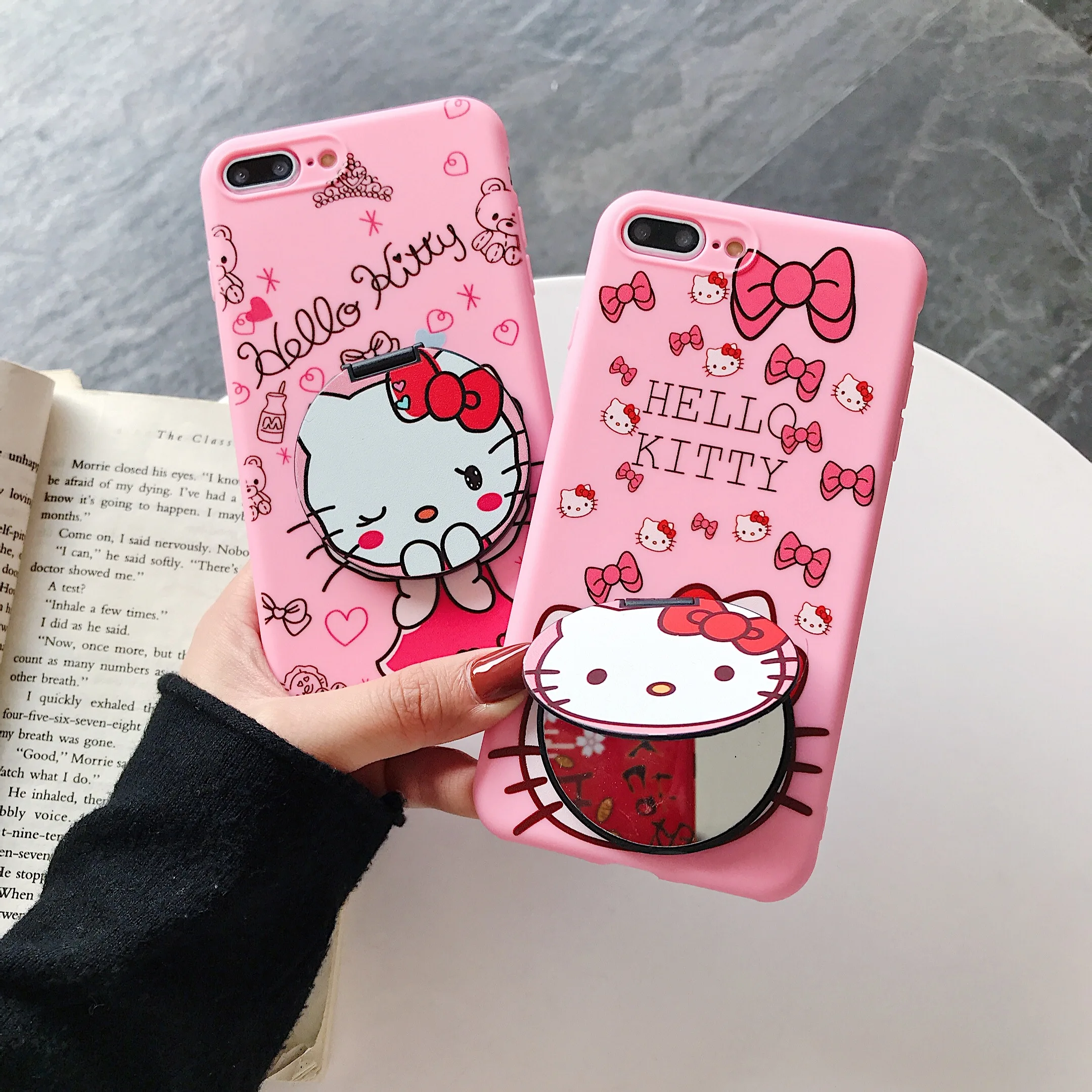 

For iPhone Xs Max X 6 7 8 Cute 3D Kitty Cat Kickstand Phone Case With Mirror Kitty