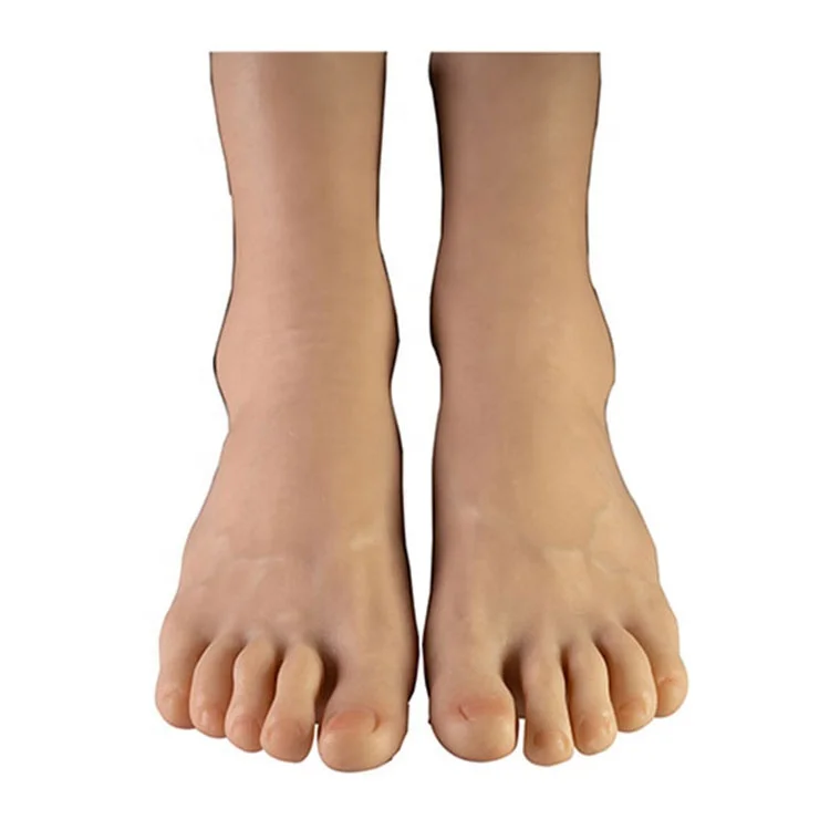 

XINJI A pair of Fashion Feet Model Realistic Man Mannequins Feet Sexy Lifelike Soft Silicone Male foot Mannequin Foot, As picture(any colors are available)