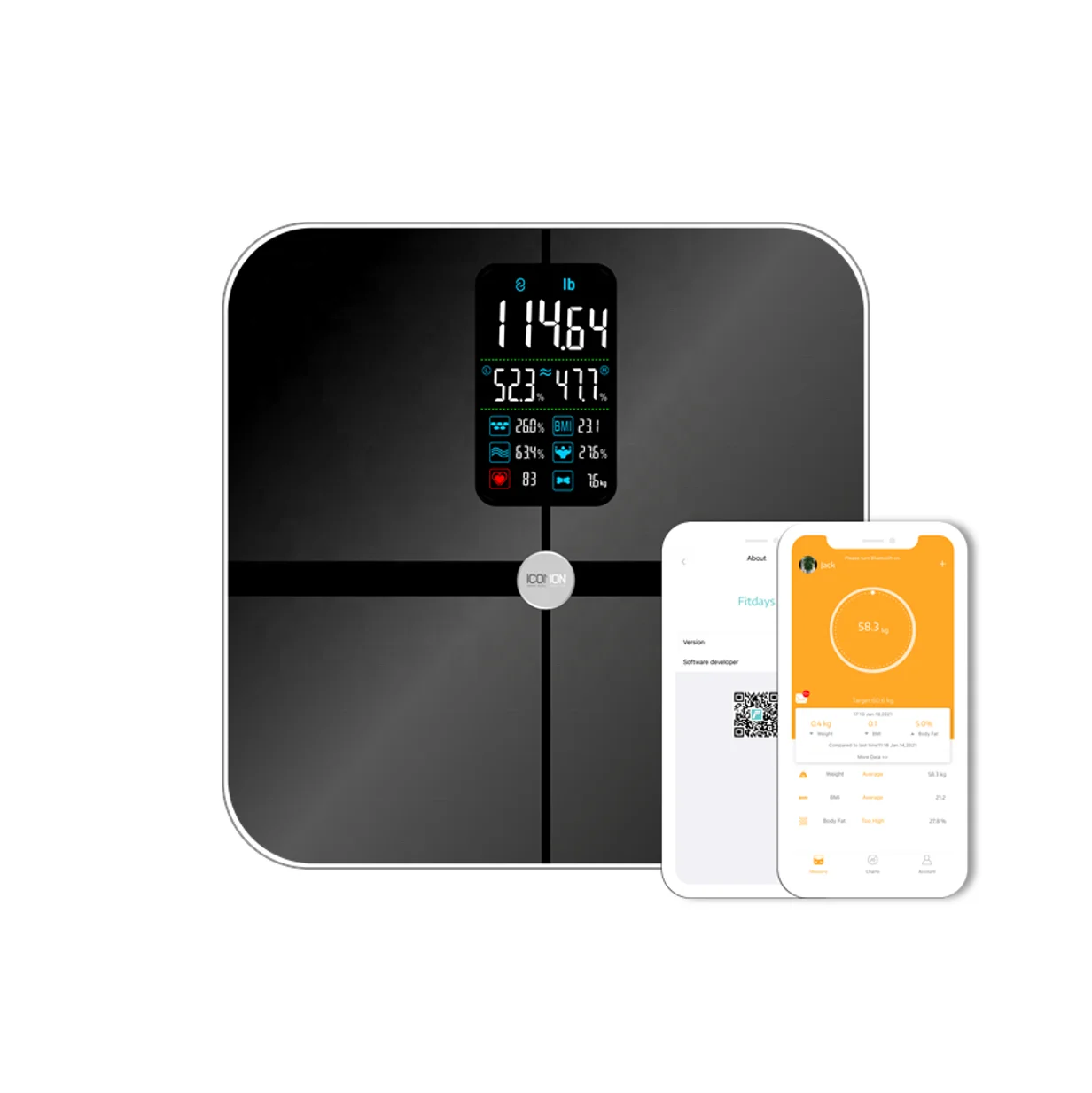 

Heart Scale Balance Screen Heart Rate Weighing Digital Body Fat Smart Scale with App, Customized color