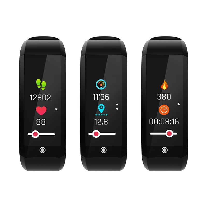 

Smart Watch Bracelet Band Fitness Tracker Sport Heart Rate Blood Pressure Wear fit Monitor Health Wristband Smart Band, Black, slate
