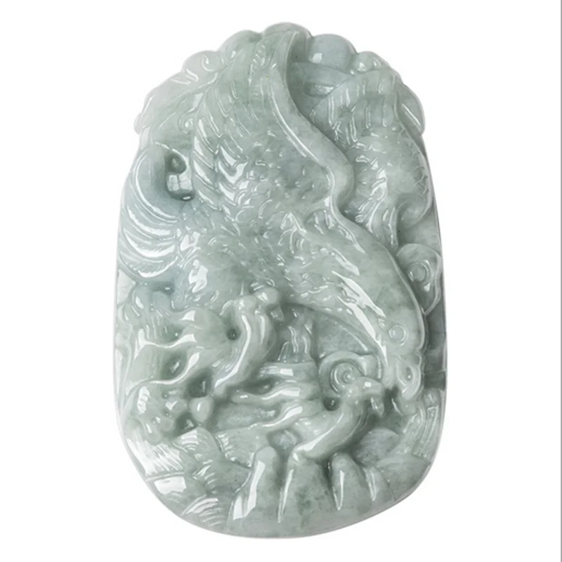 

Natural Myanmar A-product jadeite jade grand display Eagle brand Pendant, Green