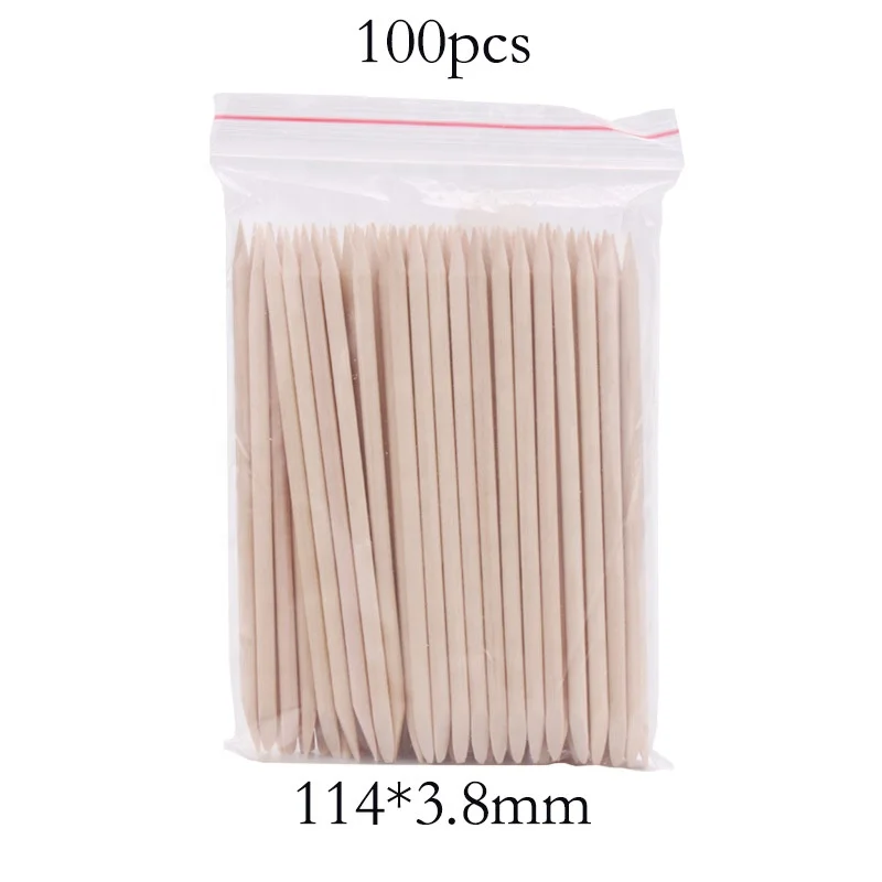 

100pcs/bag Nail Orange Wood Stick Cuticle Pusher Cuticle Removal Dotting Manicure Nail Art Tools, White/pink/green