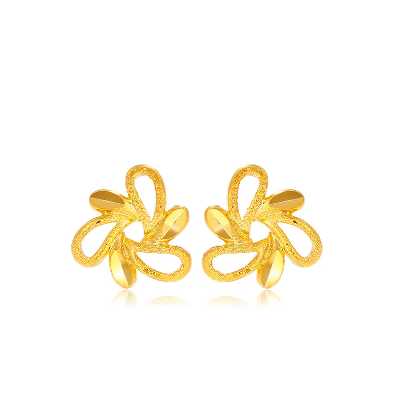 

Plant flowers plated with 24K gold small flower earrings fresh and simple temperament design sense women's earrings