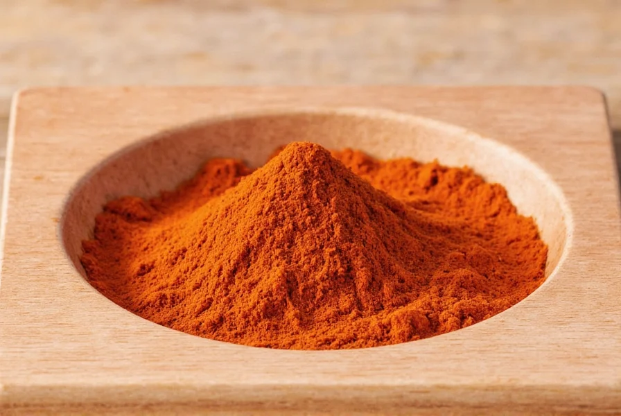 Close-up of chipotle powder next to regular paprika in small bowls showing color difference for smoked paprika replacement guide