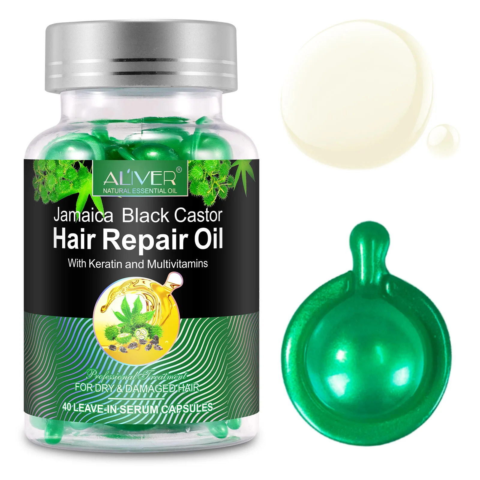 

Private Label Professional Hair Growth Vitamins Black Castor Hair Repair Oil Capsule FOR DRY & DAMAGED HAIR