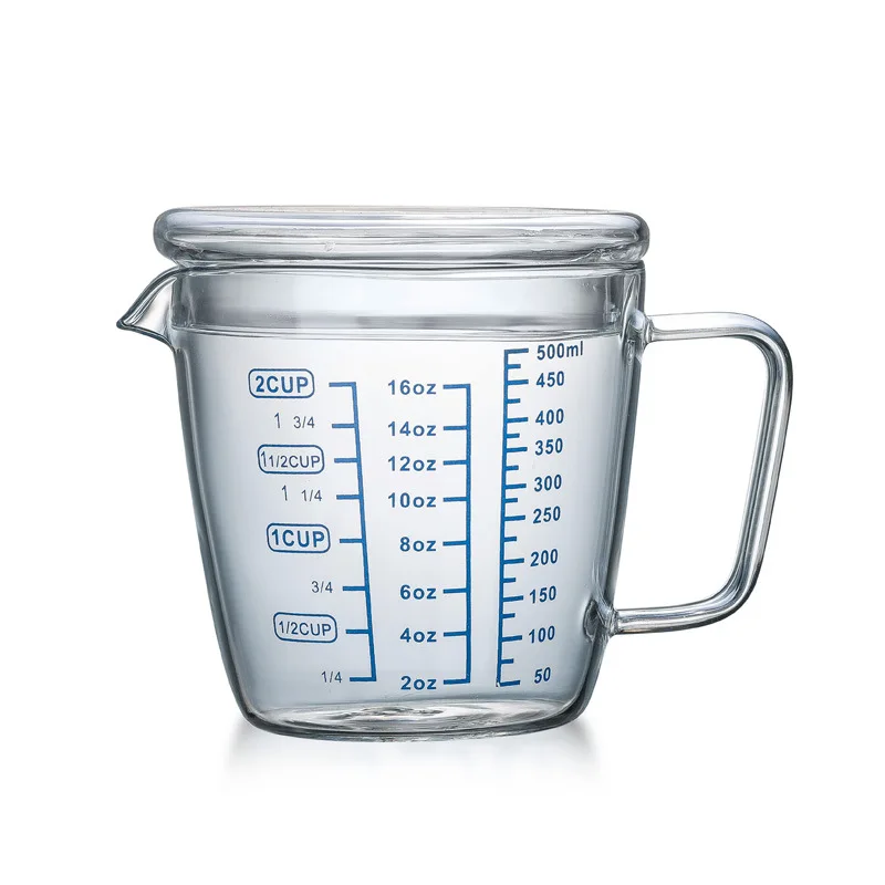 

Glass Measuring Cup Coffee Tea Milk Cup With Handle, Transparent