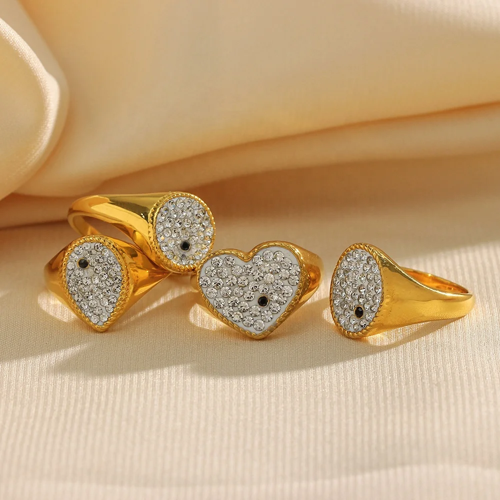 

Teardrop Ring Gold Plated Zircon Heart Stone Stainless Steel Ring Engagement Diamond Rings