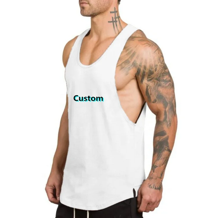

Custom white summer men's tank tops bodybuilding fitness vest for mens