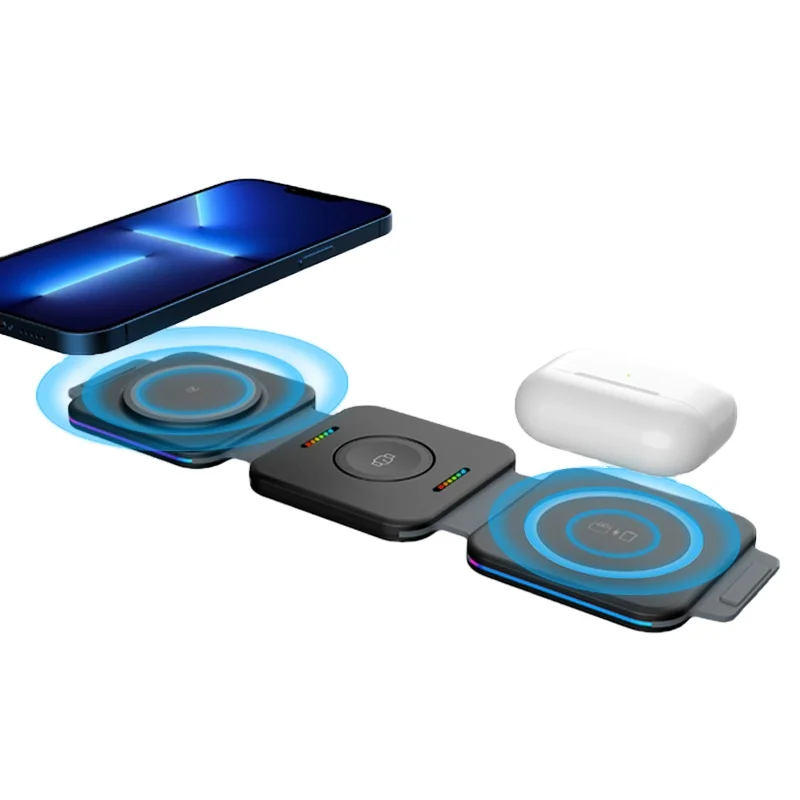 

Newest 3-in-1 portable wireless charger smart mobile phones qi wireless charger fast charging