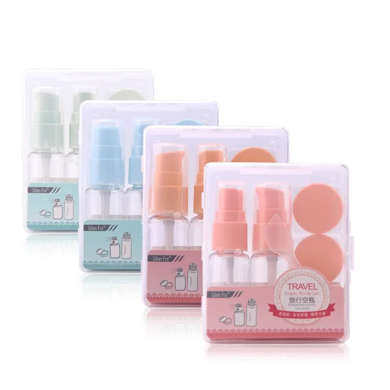 

cosmetic pump bottles sets PET empty travel bottle kit, Pantone color