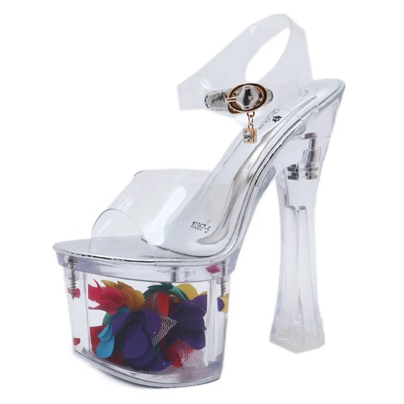 

2021 fashion wholesale high quality heels clear sandals extra high heel platform shoes for women