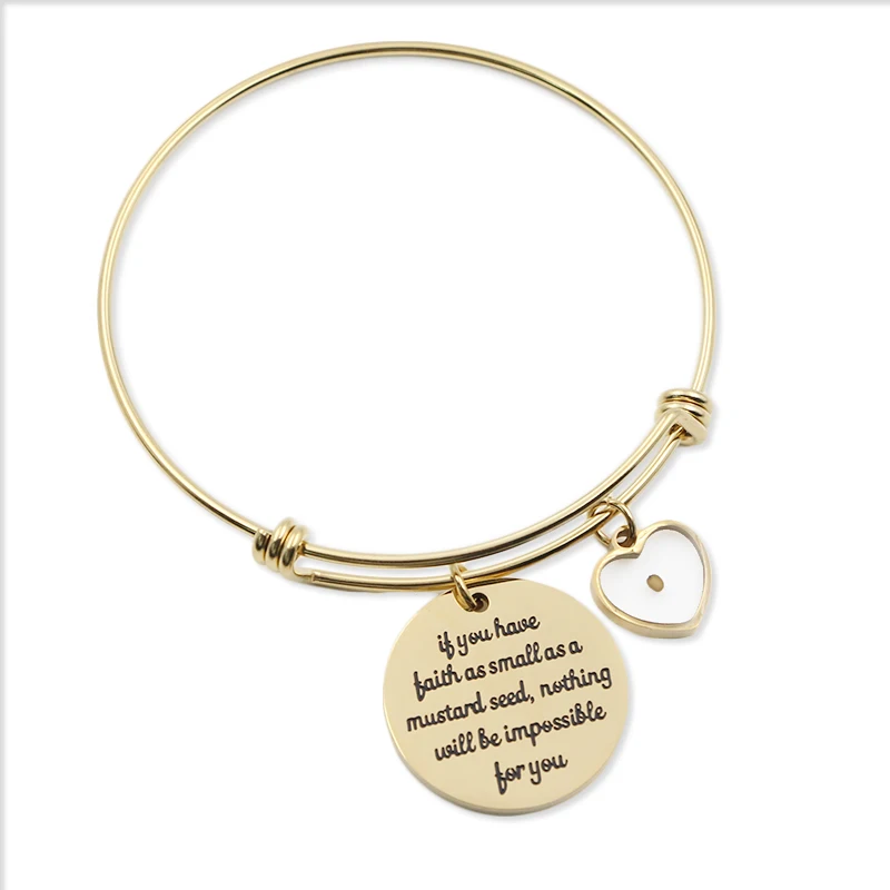

Matthew 17:20 Faith As Small As A Mustard Seed Bangle Bracelet Stainless Steel Gold Plated Christian Jewelry Inspirational Gift, Silver, gold, rose gold
