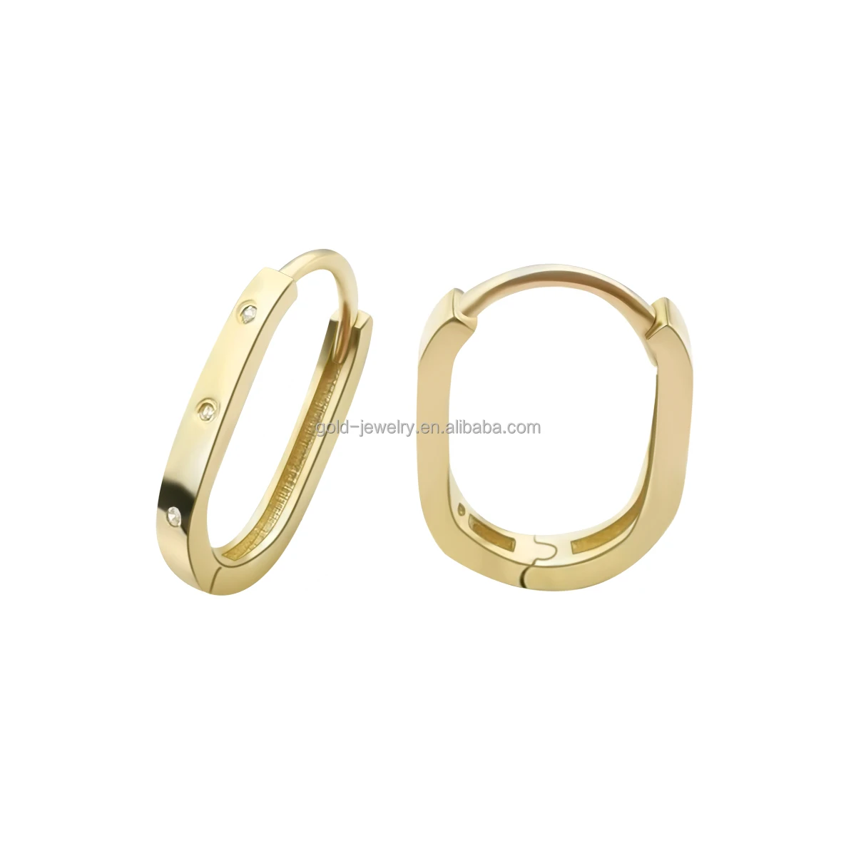 

Good Quality Pure Gold Earring 9k Real Yellow Gold CZ Stone Hoop Earring Women Jewelry Wholesale