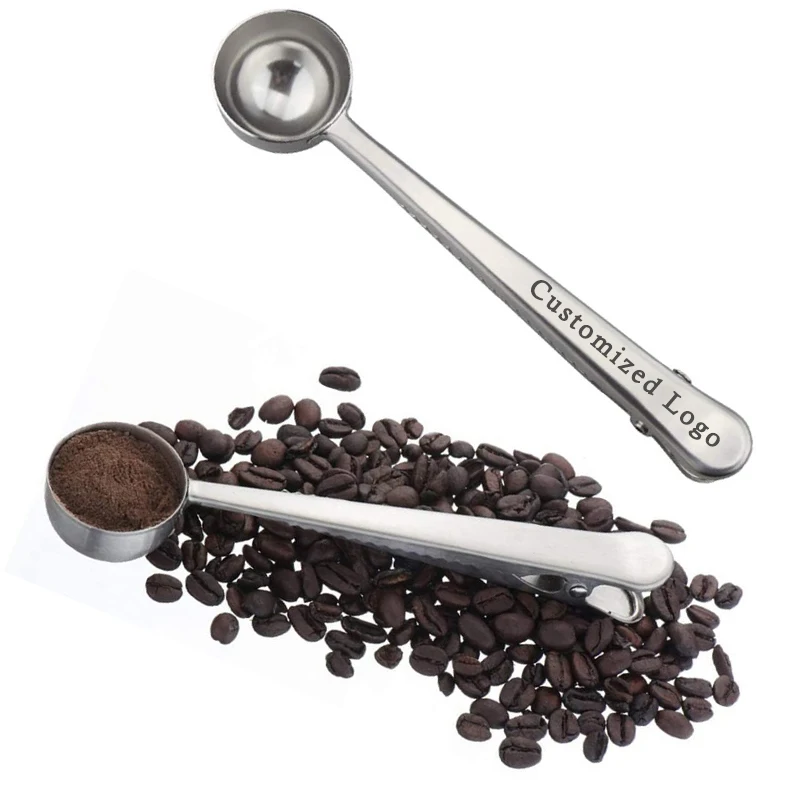 

2 In 1 Stainless Steel Coffee Bean Scoop With Bag Clip 15ML Coffee Spoon Clip